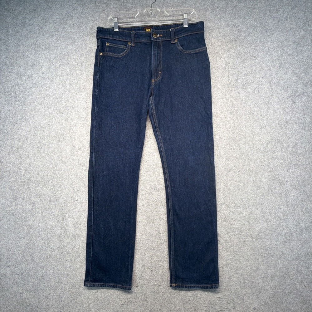Lee Dark Wash Straight Leg Selvedge Indigo Denim Jeans Mens 36x34 (Fits 34x30)